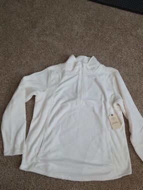 St. John's Bay Cream Striped Quarter-Zip Pullover